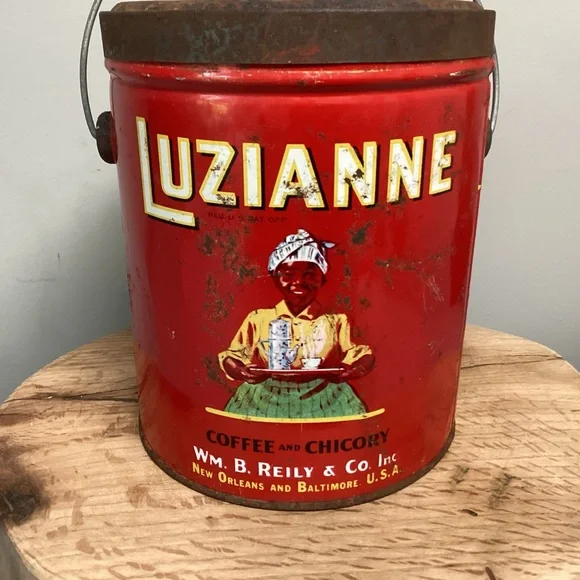 🔴 Vintage - Antique? - Luzianne Coffee And Chicory Tin w/ Lid - Collectible - Picture 2 of 16